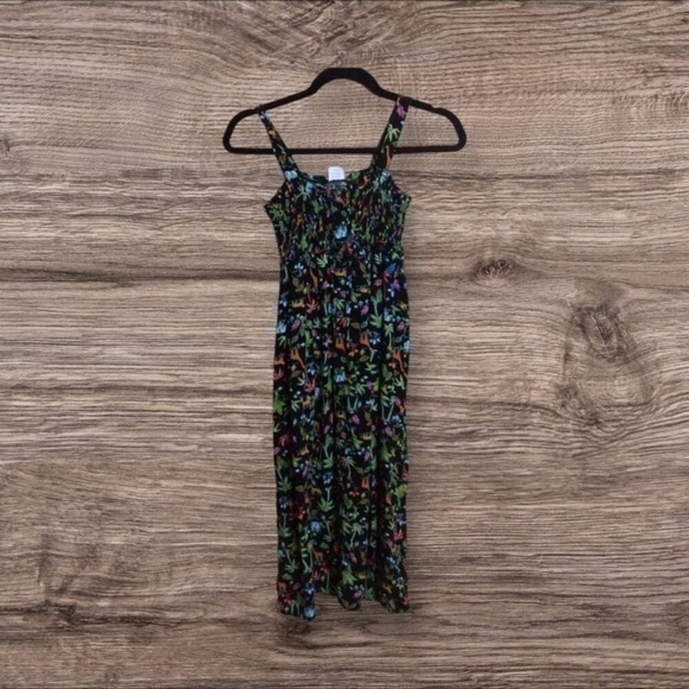 Wonder nation black smocked safari/jungle sleeveless dress. 10/12. Large